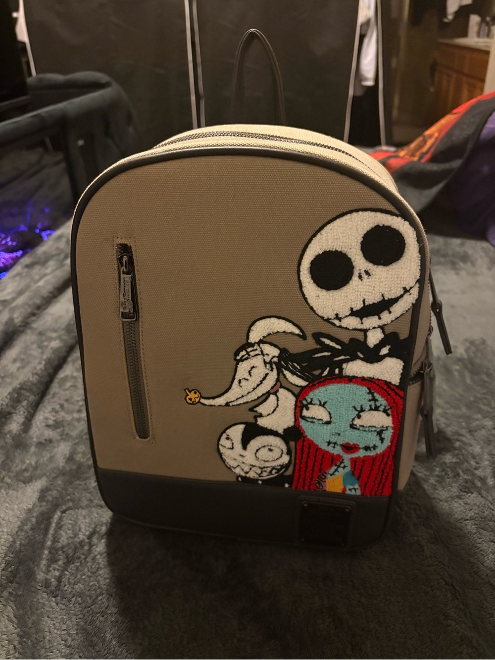 Loungefly Beige & Black Nightmare Patch Mini Backpack
